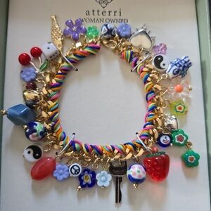 Viral Atterri Multicolor Ceramic & Cubic Zirconia charm Bracelet